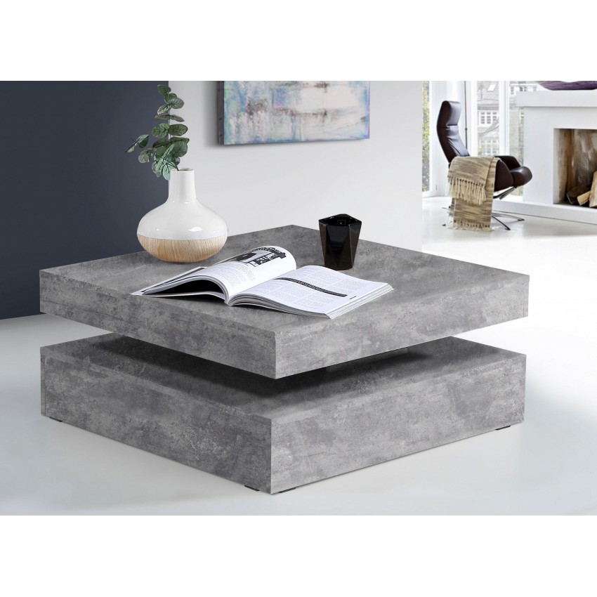 FORTE Couchtisch mit Funktion hell drehbare beton Tischplatte