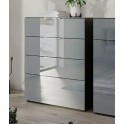 Kommode uno Sideboard Levi Oakland Graphit Silbergrau Glasfront 